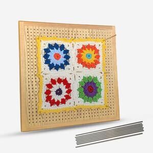 Blocking Board with Grids Wood Crochet Blocking Board 20 Stainless Steel Pins